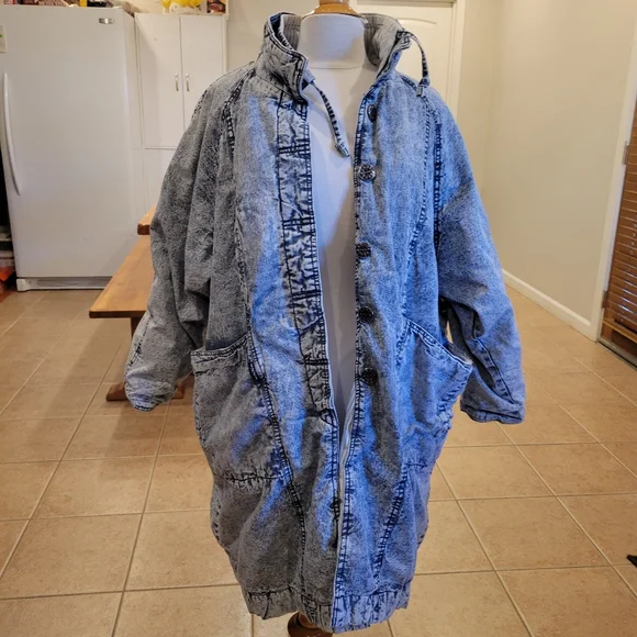 🧥EUC~VINTAGE ACID WASH DENIM COAT - Picture 11 of 15